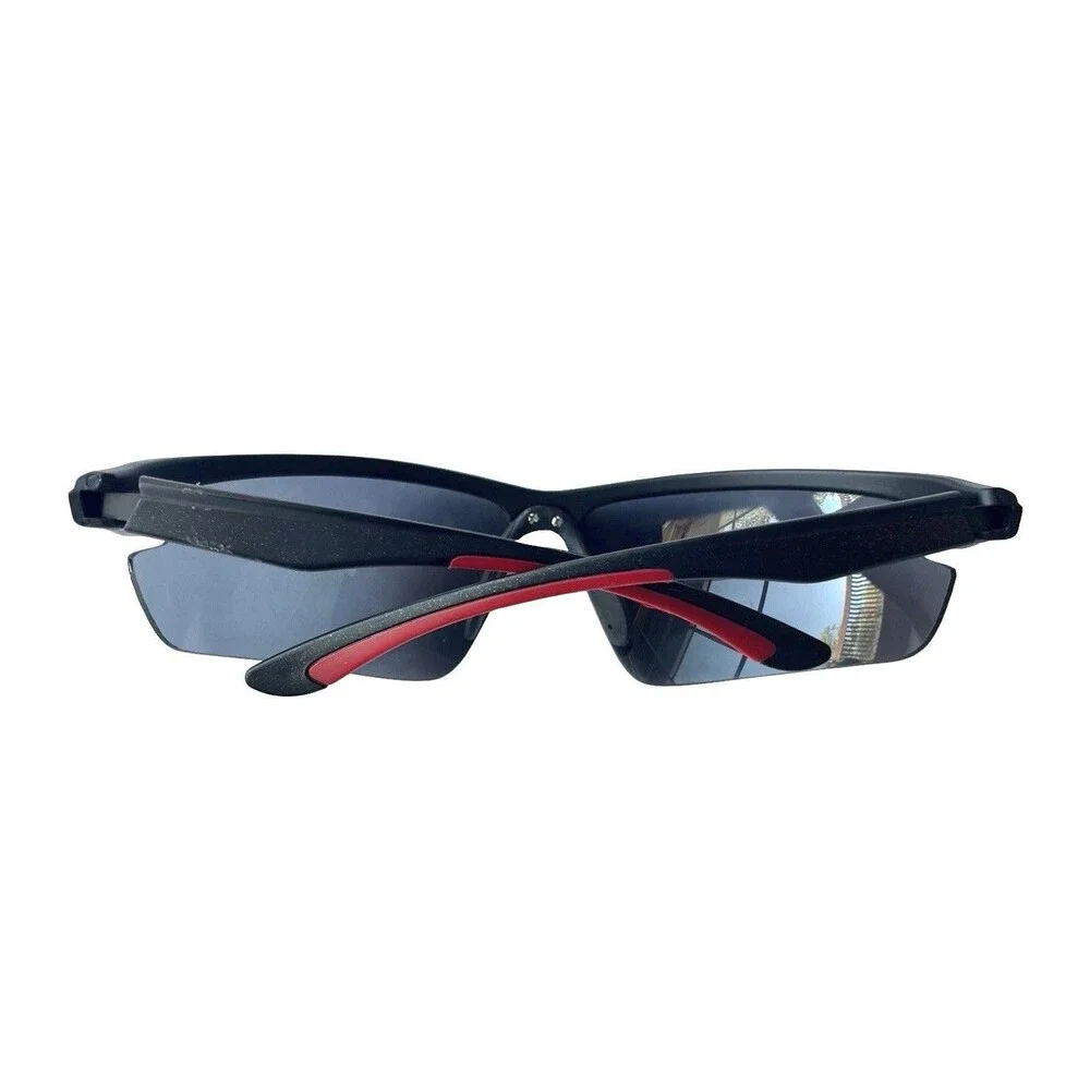 Foster Grant Sport Sunglasses Black Red Wraparound Smoke Lens Y2K Cycling